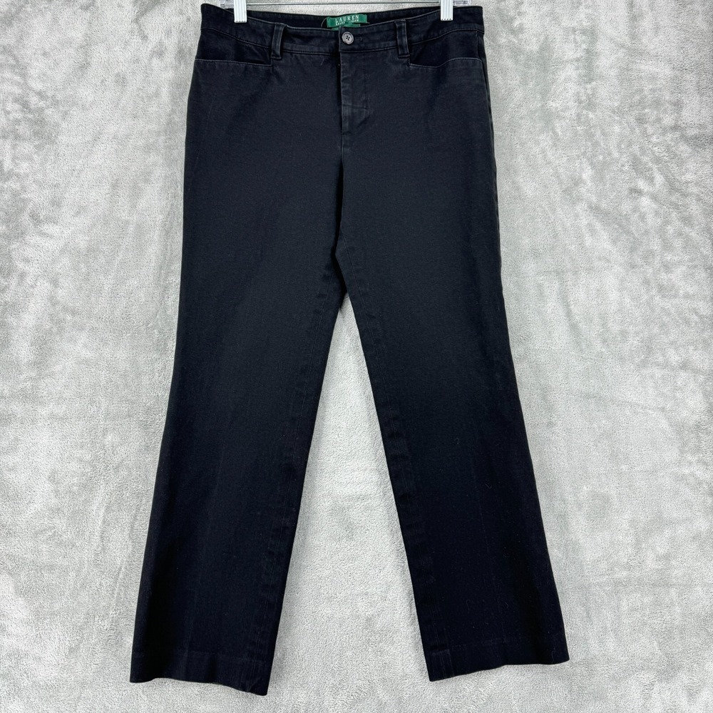 Ralph Lauren LRL Pants Womens 8 Adelle Crop Straight Leg Casual Trouser‎ Black